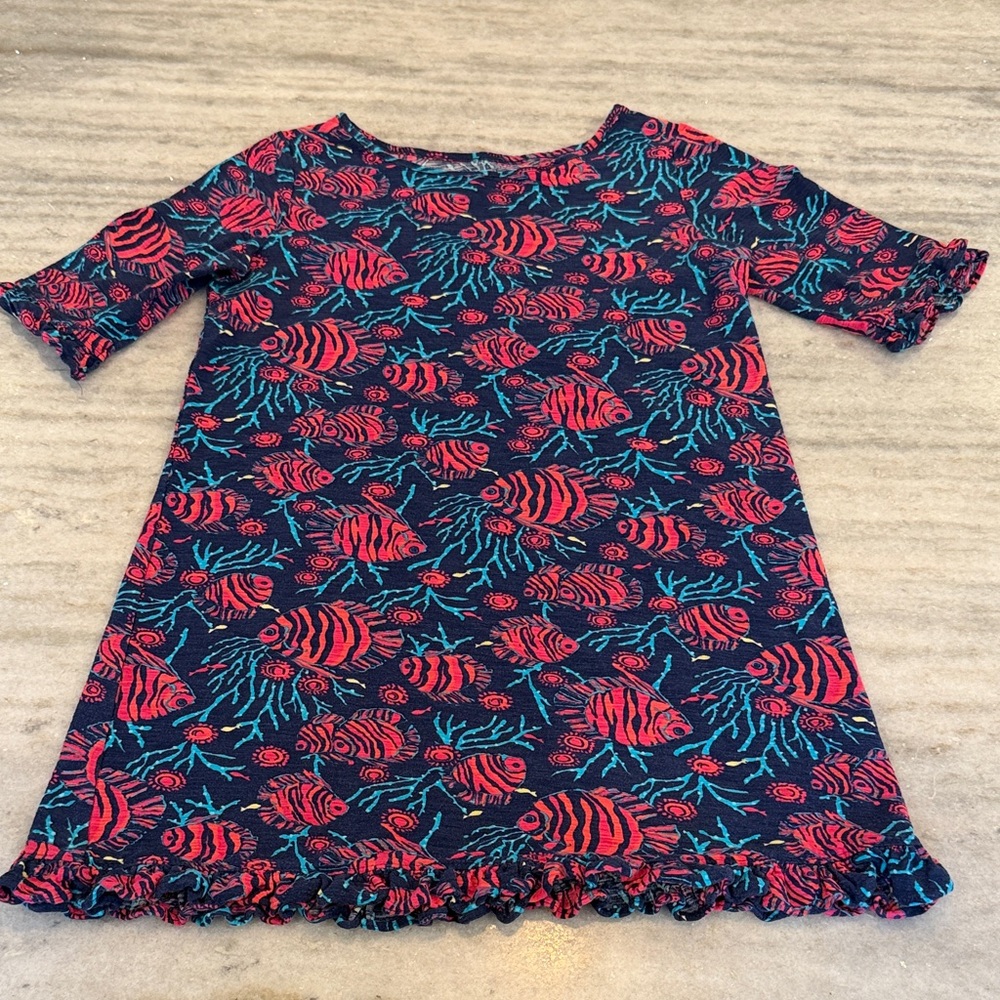 Girl’s Lilly Pulitzer Tropical Striped Fish Dress, Size 8-10
